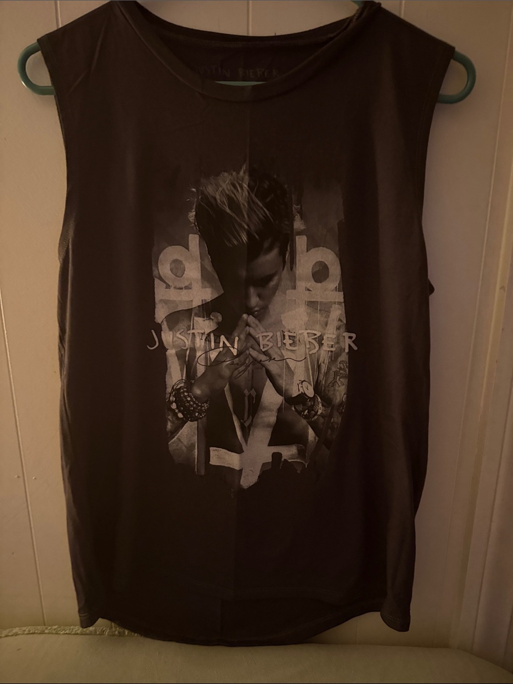 Justin Bieber Black Graphic Sleeveless Tank